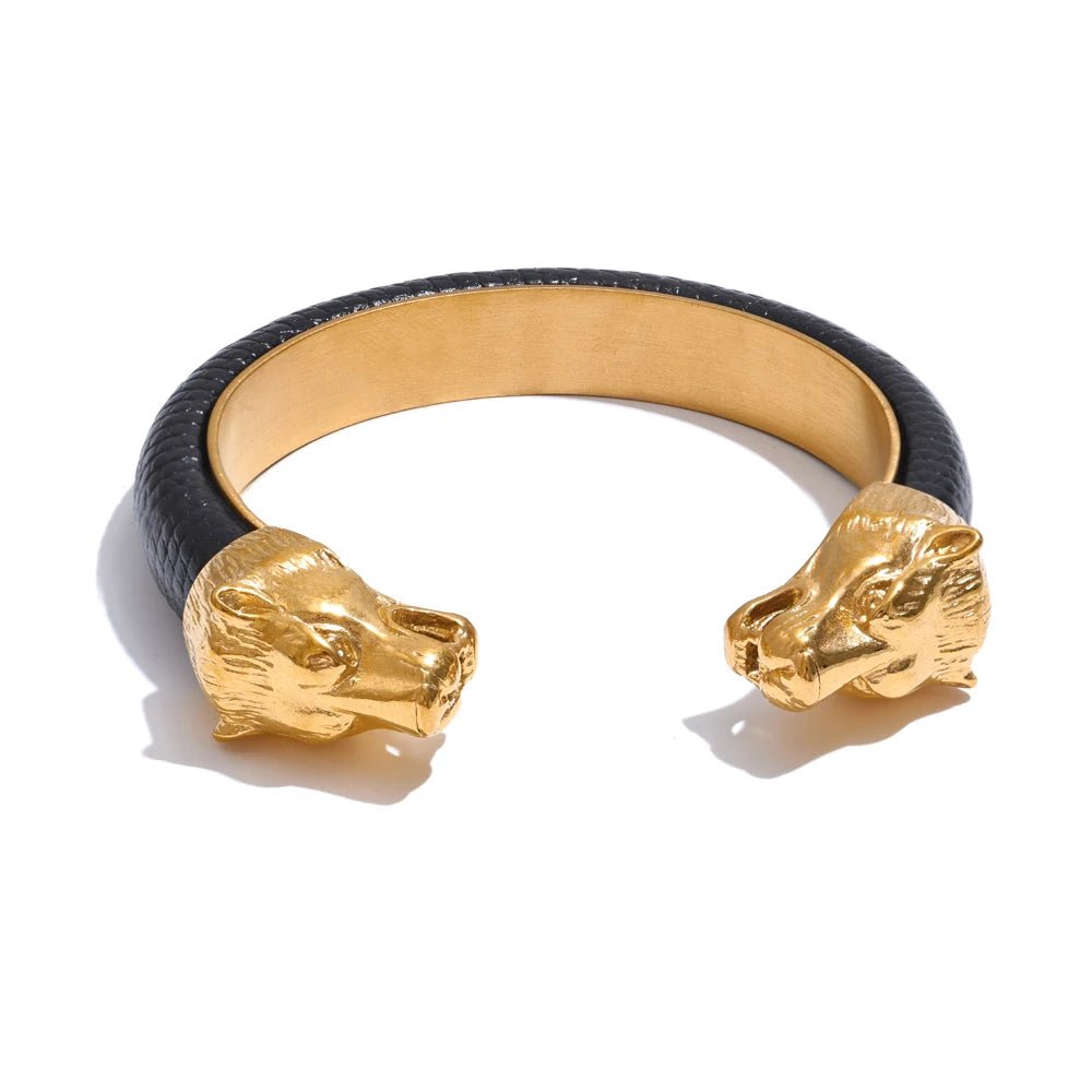 Pulseira Punho de Couro Vintage Masculina - MAS_60 folheada a ouro da Vonn | Vonn
