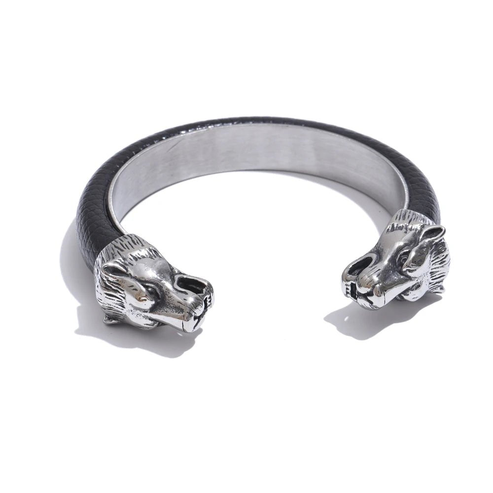 Pulseira Punho de Couro Vintage Masculina - MAS_60 folheada a ouro da Vonn | Vonn