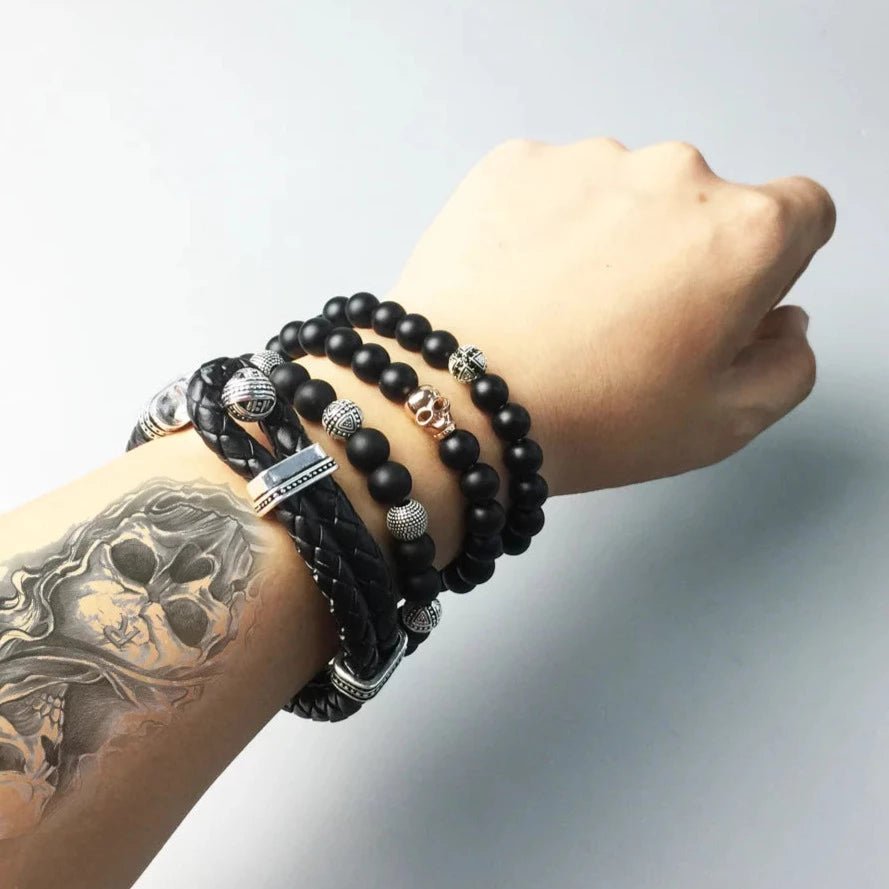 Pulseira de Couro com Detalhes em Prata 925