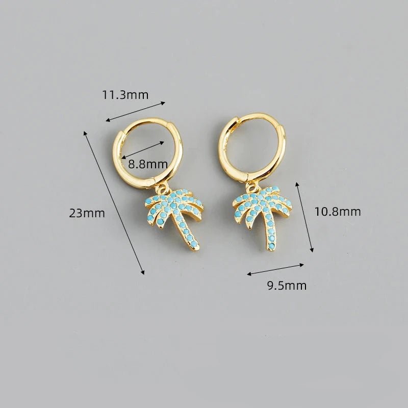 Brinco Argola Coqueiros em Prata 925 com Zircônia – Tropical e Sofisticado