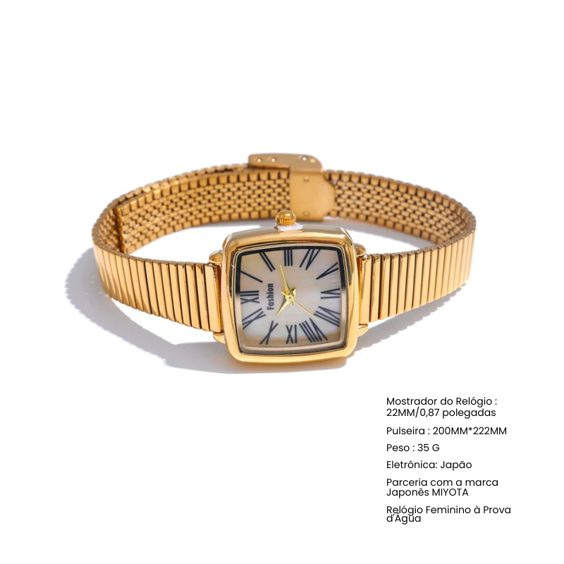 Relógio Digital Dourado Aço Inoxidável com Banho