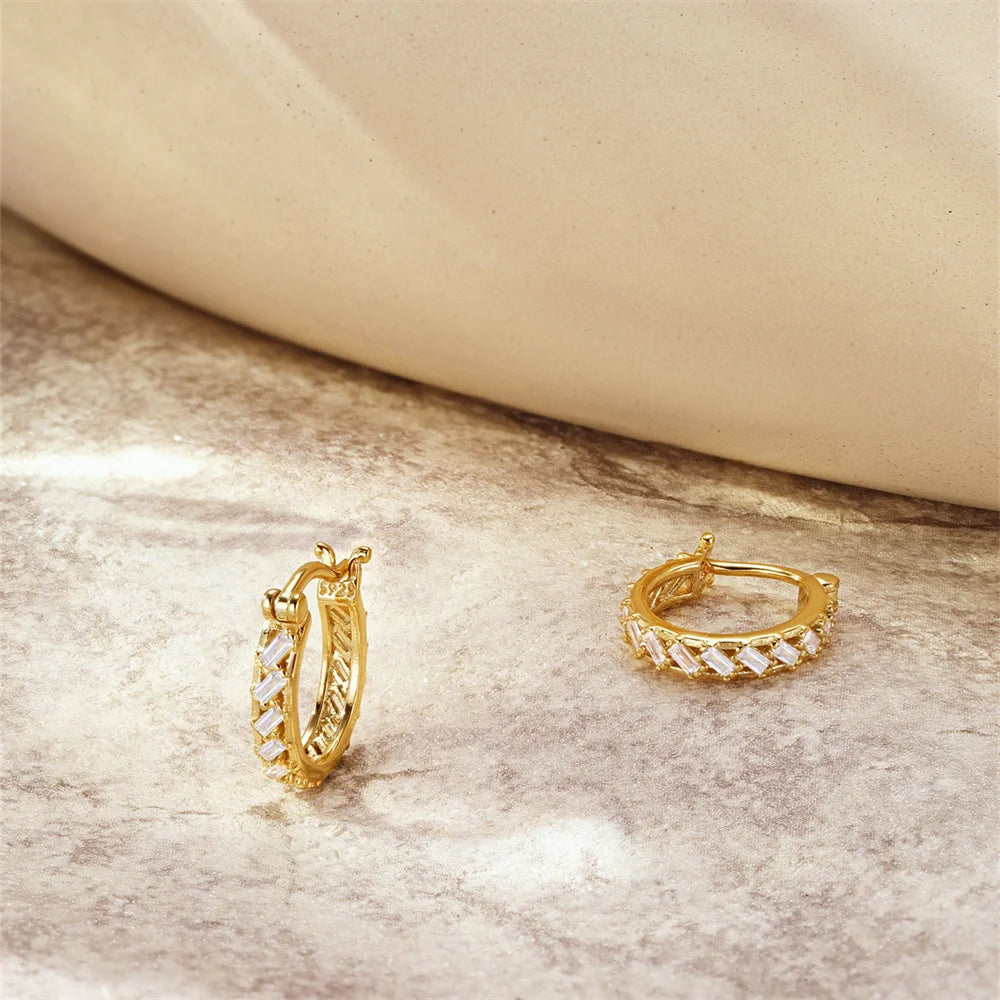 Brincos Argola Coroa com Zircônia Prata 925