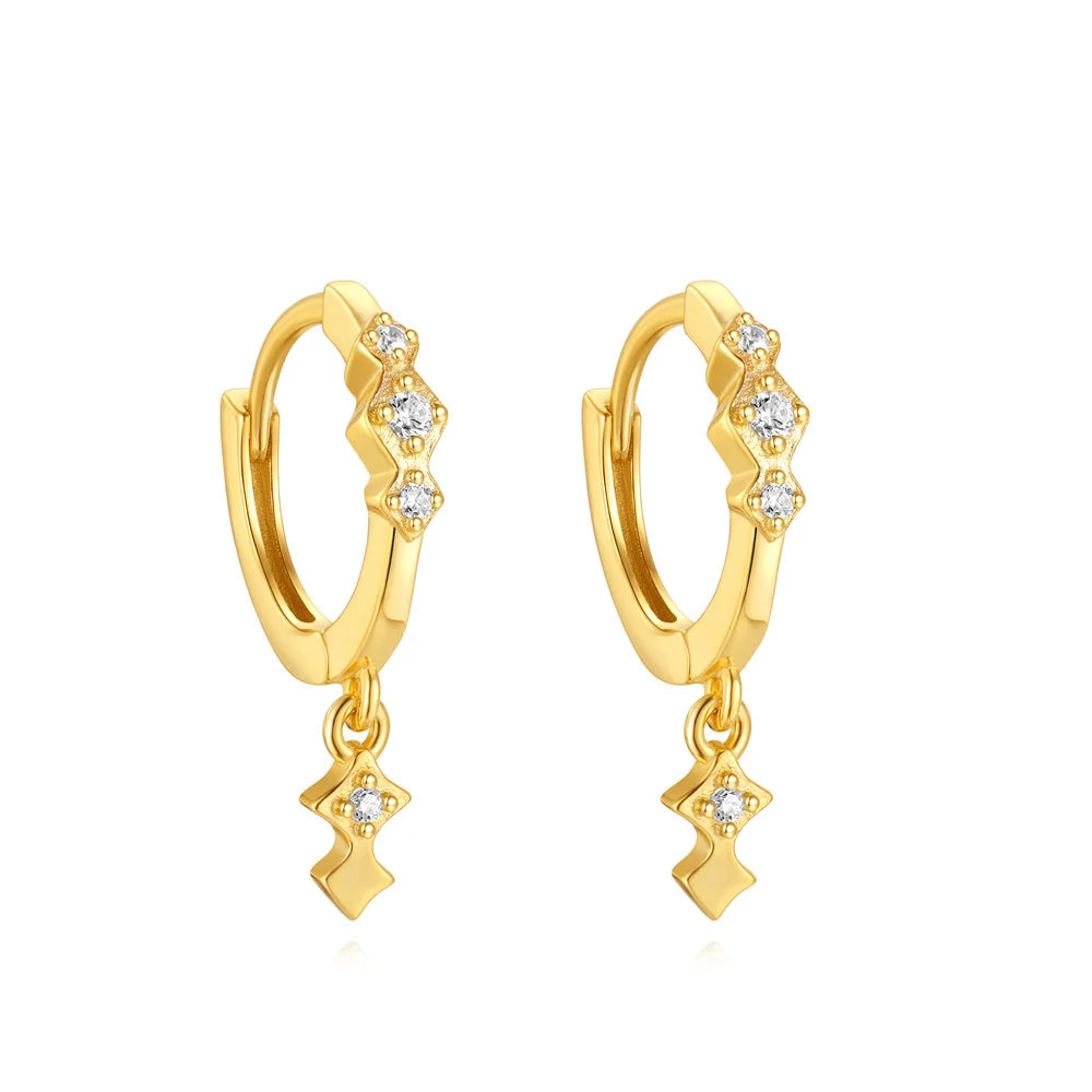 Brincos Argola Coroa com Zircônia Prata 925