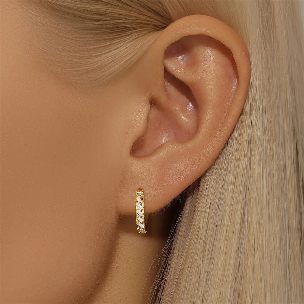 Brincos Argola Coroa com Zircônia Prata 925