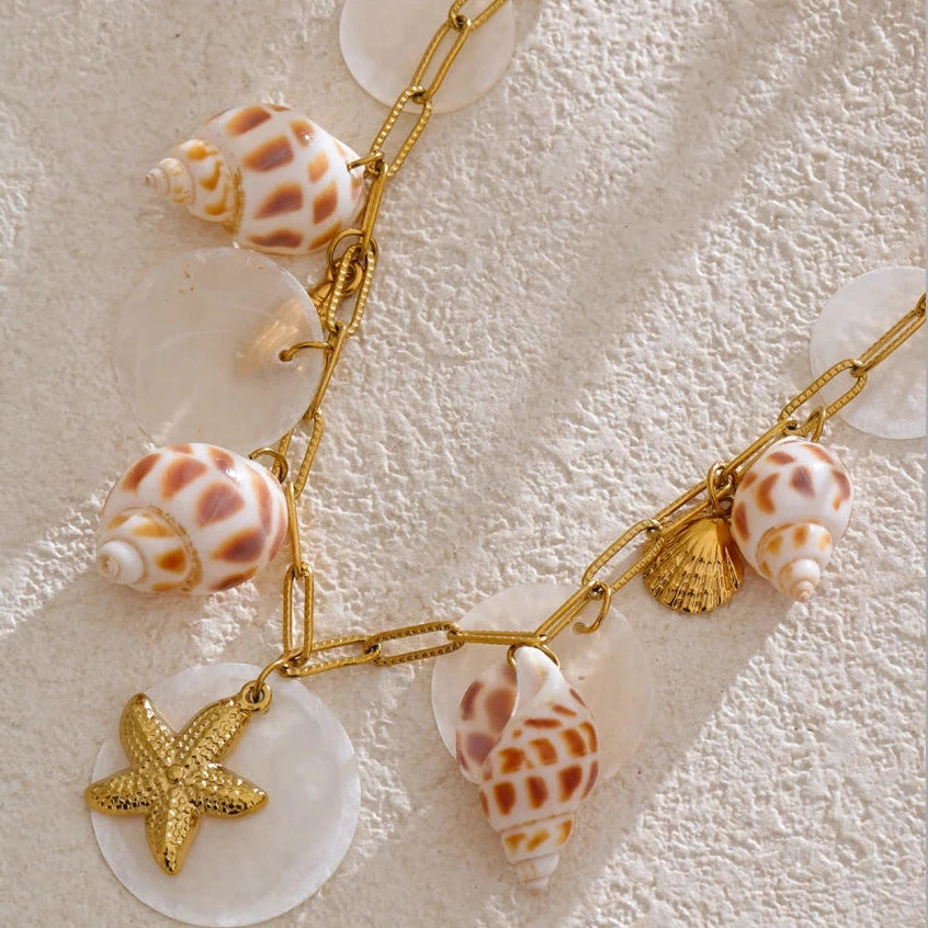 Colar Pingente Geométrico em Aço Inoxidável com Madrepéro