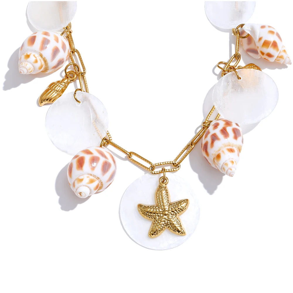 Colar Pingente Geométrico em Aço Inoxidável com Madrepéro