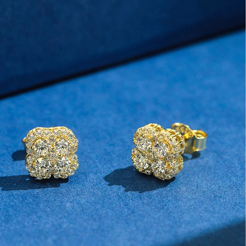 Brincos de Prata 925  com Zircônia Geométrica