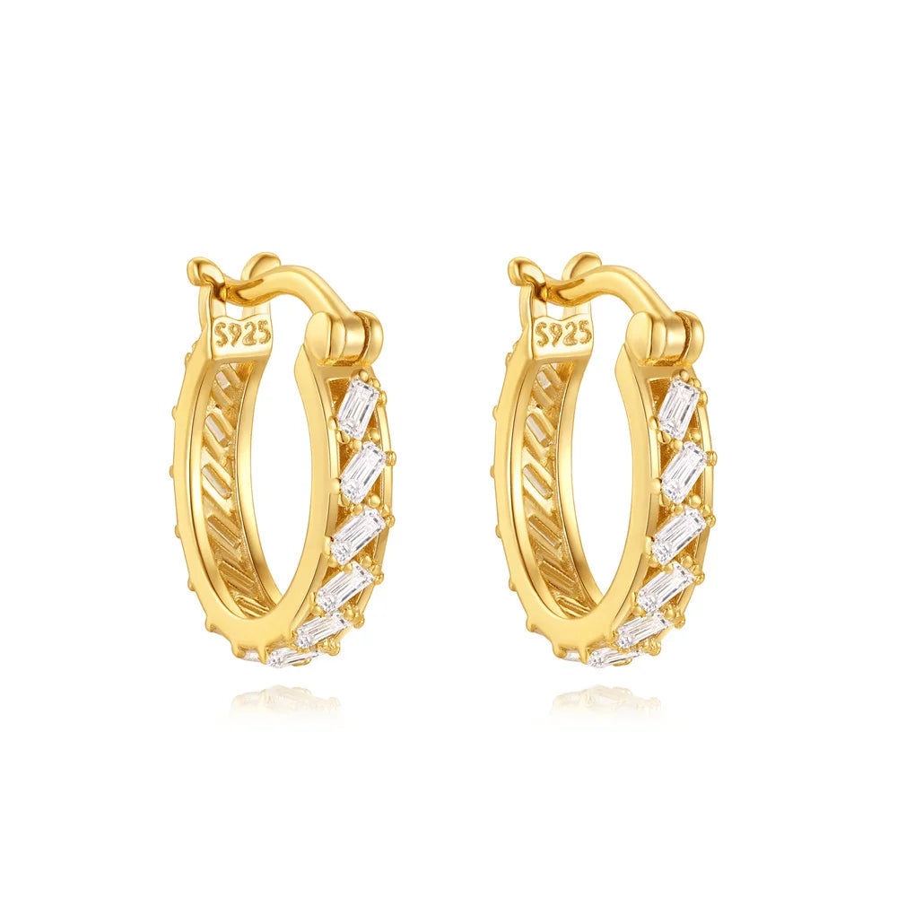 Brincos Argola Coroa com Zircônia Prata 925