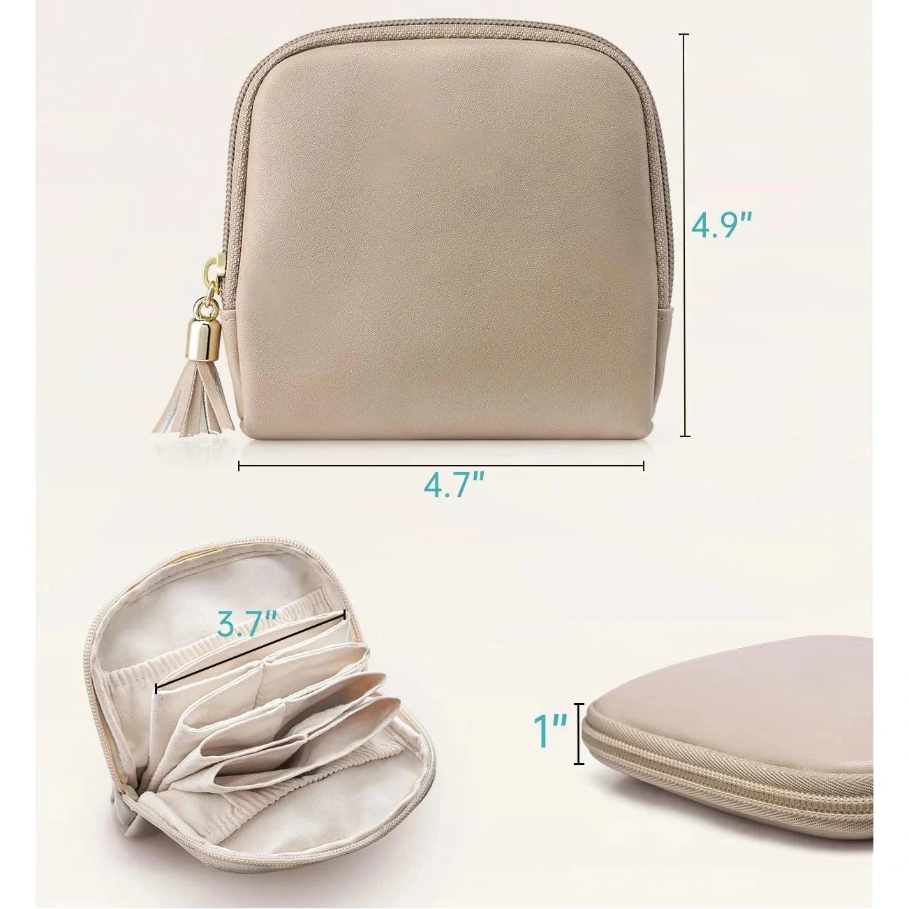 Porta-Joias de Couro com Zíper e Interior em Veludo