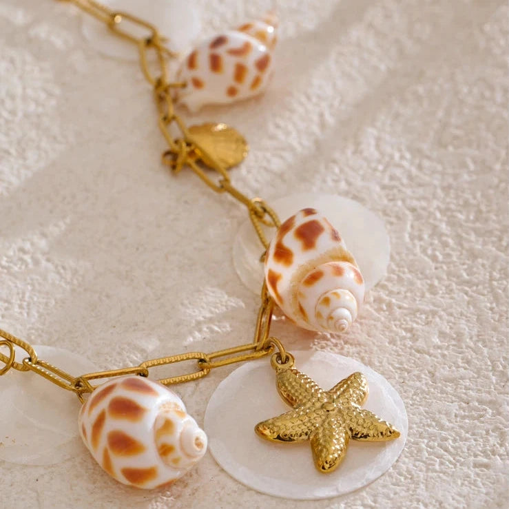 Colar Pingente Geométrico em Aço Inoxidável com Madrepéro