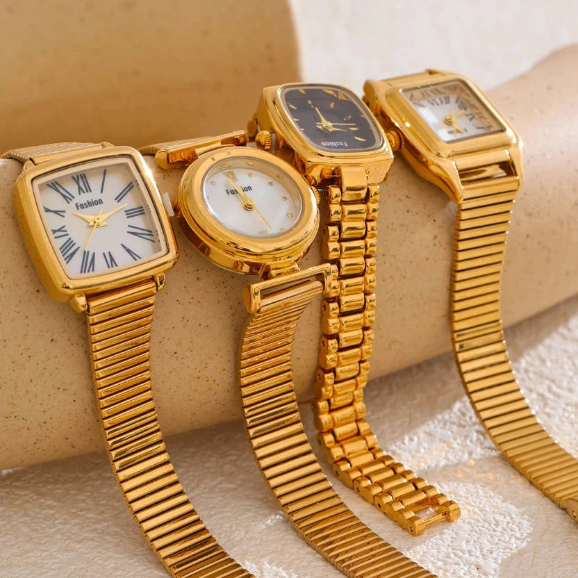 Relógio Digital Dourado Aço Inoxidável com Banho