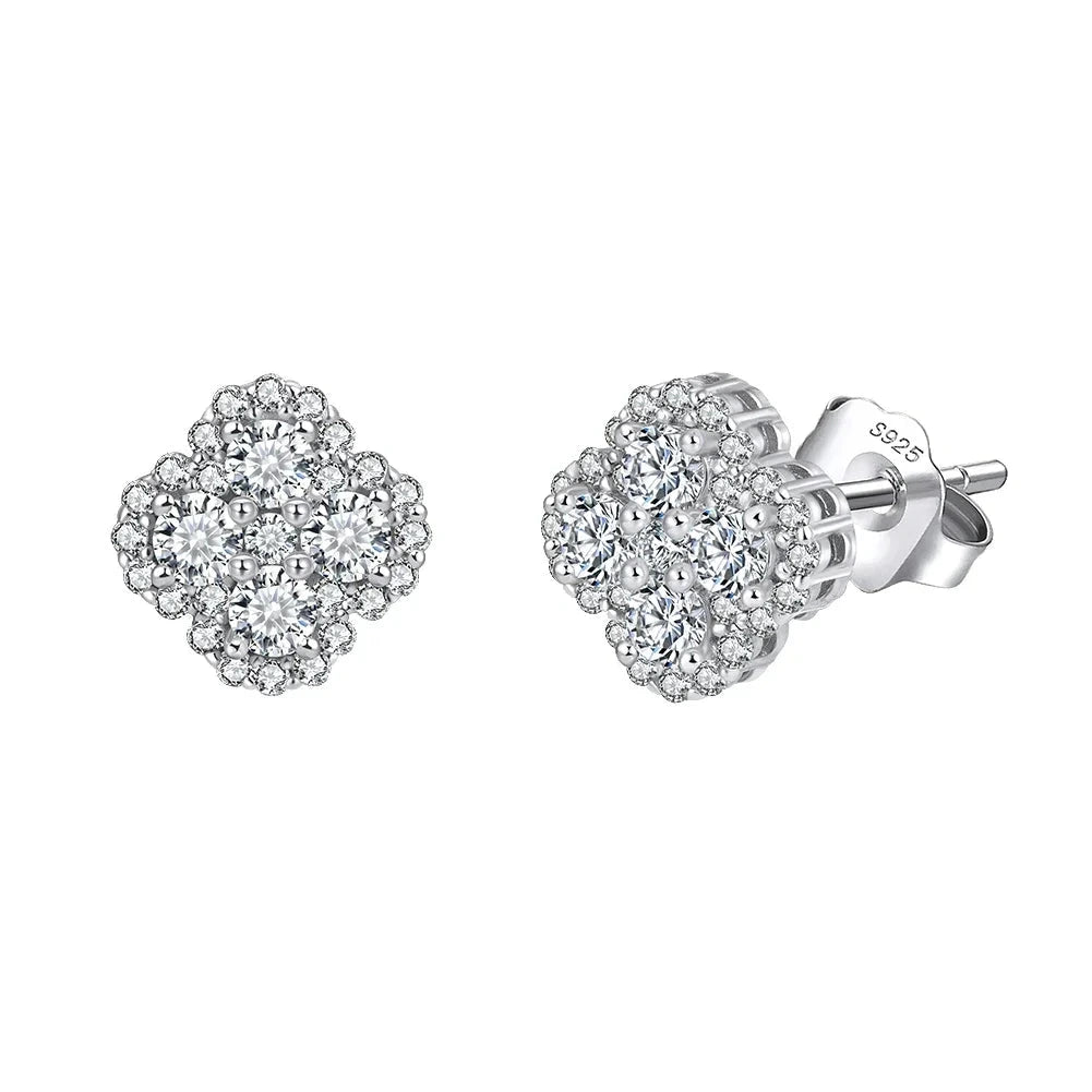 Brincos de Prata 925  com Zircônia Geométrica