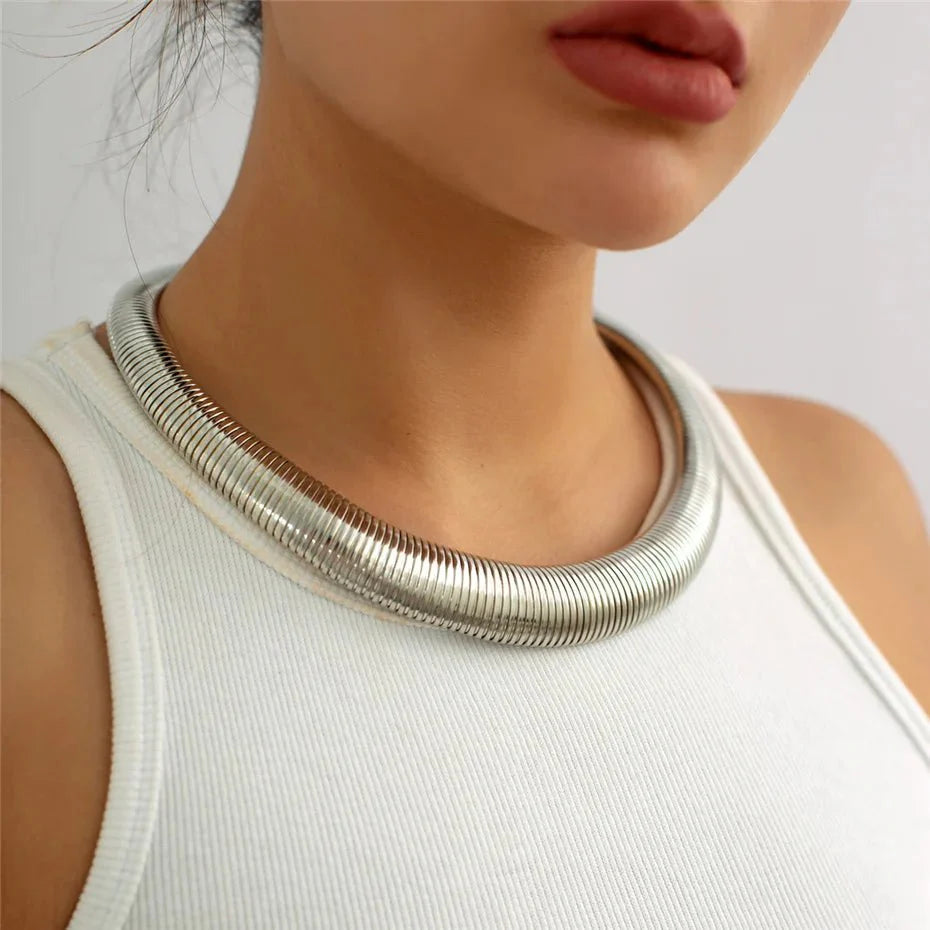 Choker Mola Grossa Banhado a Ouro