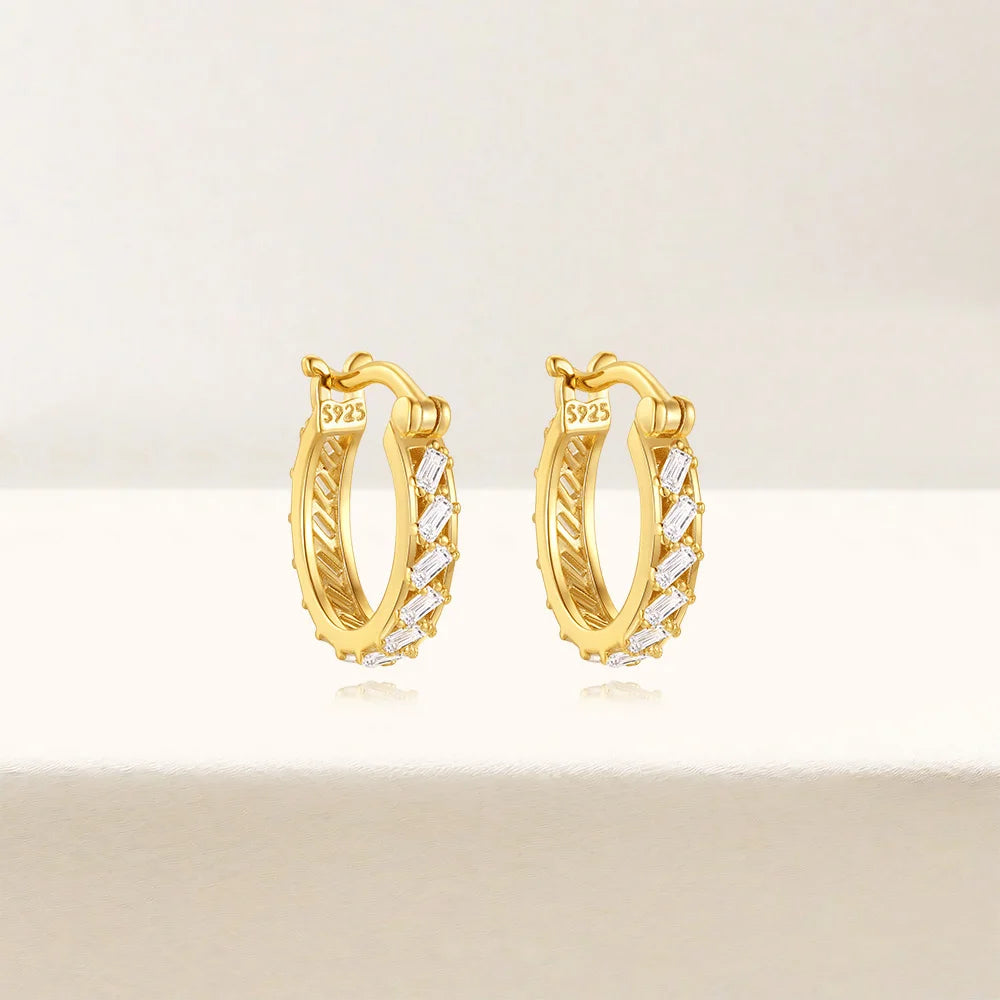 Brincos Argola Coroa com Zircônia Prata 925