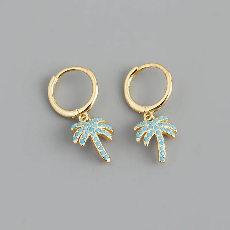 Brinco Argola Coqueiros em Prata 925 com Zircônia – Tropical e Sofisticado