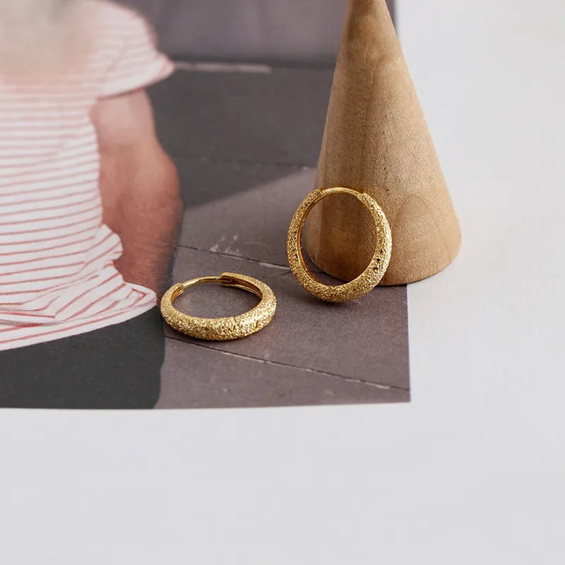 Brincos Argola Texturizada Fosca em Prata 925