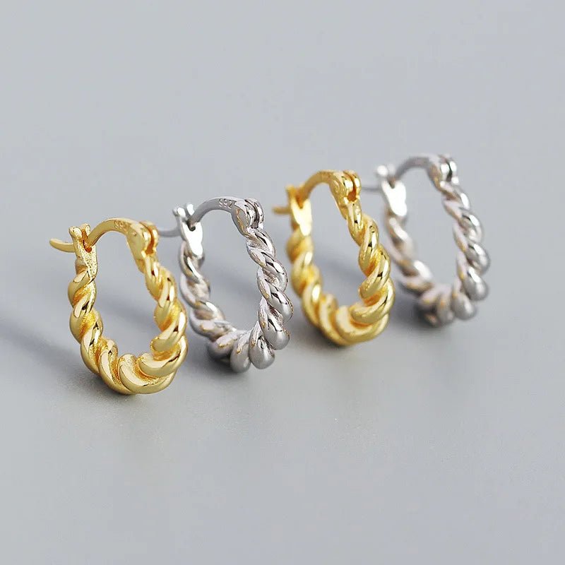 Brincos de Torção Circular com Zircônia em Prata 925 e Banho de Ouro 18k